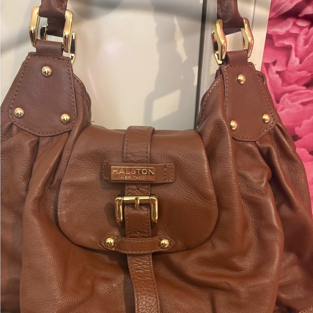 Halston Heritage Brown Leather Women's Bag - Picture 2 of 6